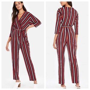 Express Striped Wrap Style Belted Jumpsuit Size XS